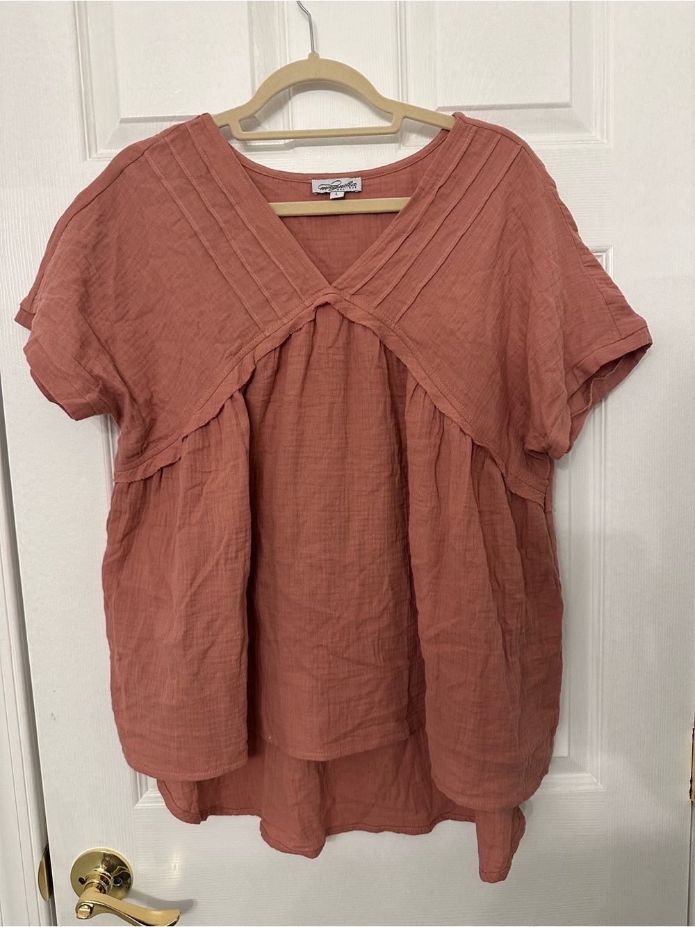 Magnolia Dusty Rose Gauze V-Neck Short Sleeve Tunic